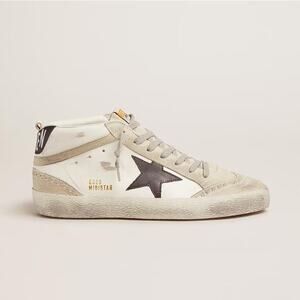 GOLDEN GOOSE Men's Mid Star White With Black Star Size 44/US11